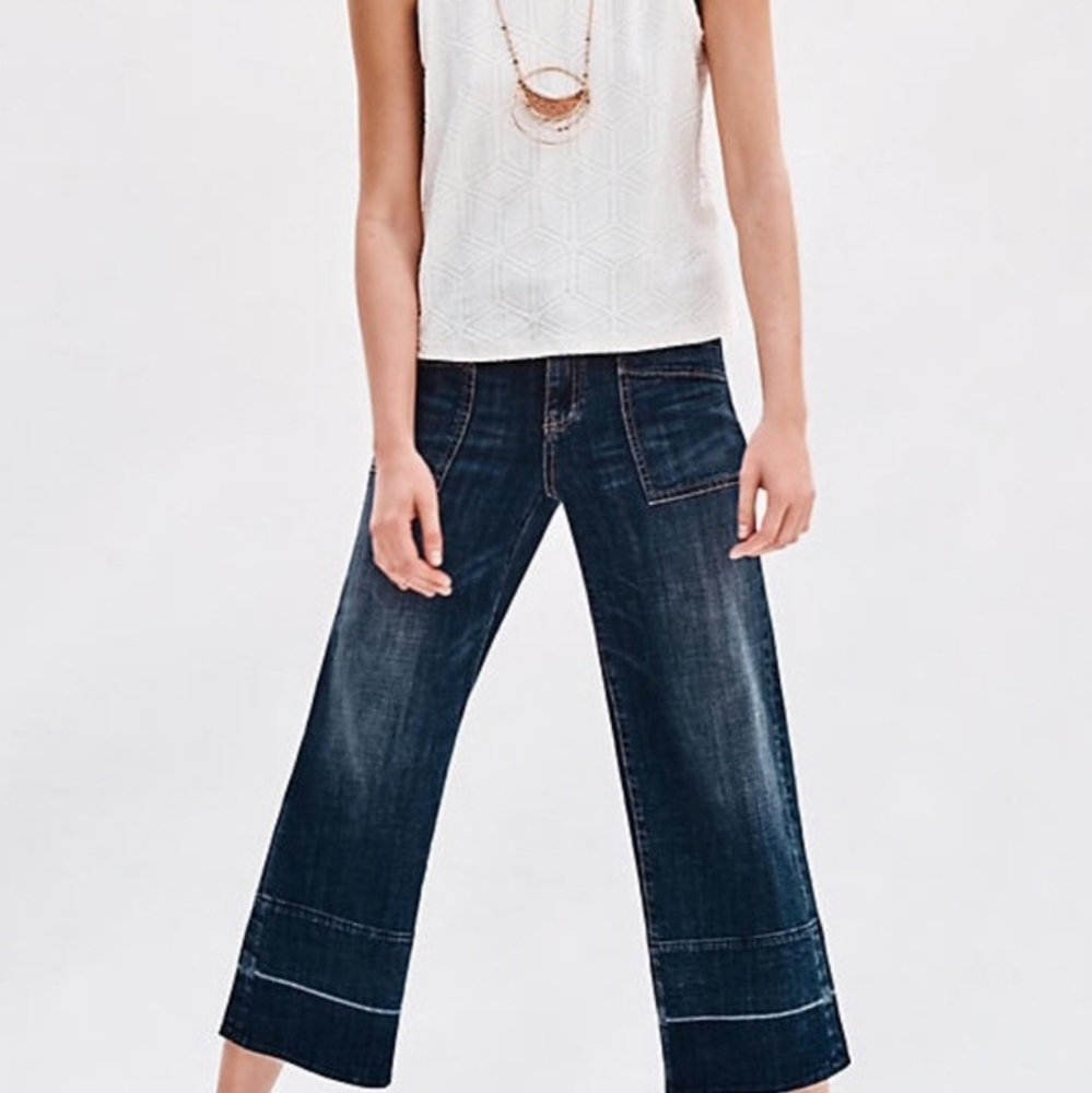 Pilcro and the Letterpress cropped wide leg jeans
